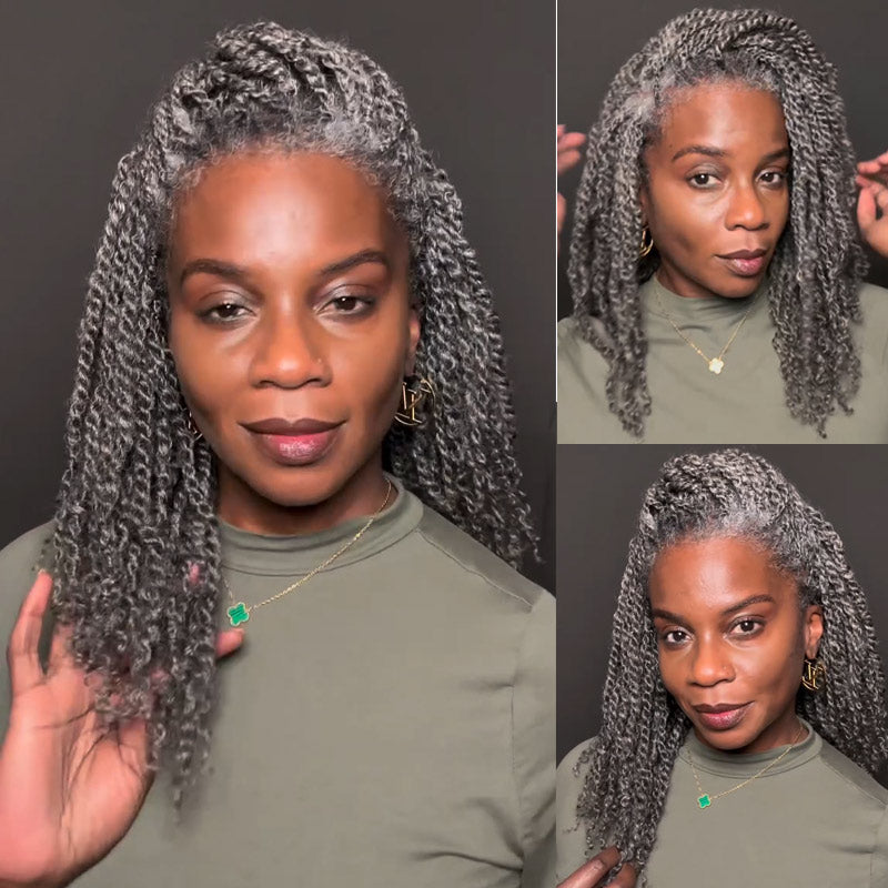 Dark Salt & Pepper Afro kinky Bulk Hair Extensions For Braiding Dreadlock Human Hair—RhisoHair