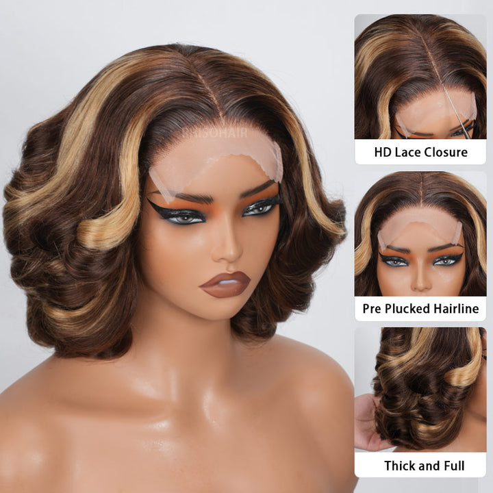 Egg-Roll-Bob-Curly-P4-27-Highlight-5x5-HD-Transparent-Lace-Frontal-Wigs-Human-Hair-Rhisohair