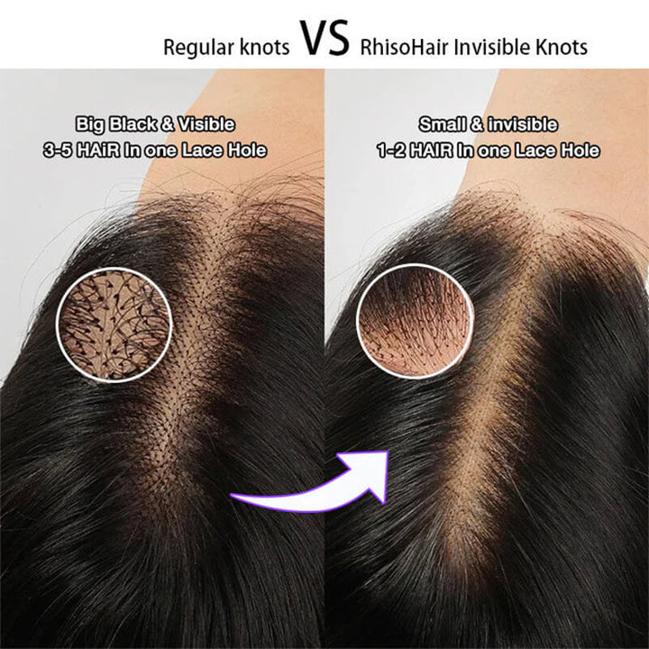 RhisoHair 300% Density Kinky Straight Short Bob Wig 13x6 HD Transparent Lace Frontal / 5x5 Glueless Brazilian Virgin Human Hair Wig