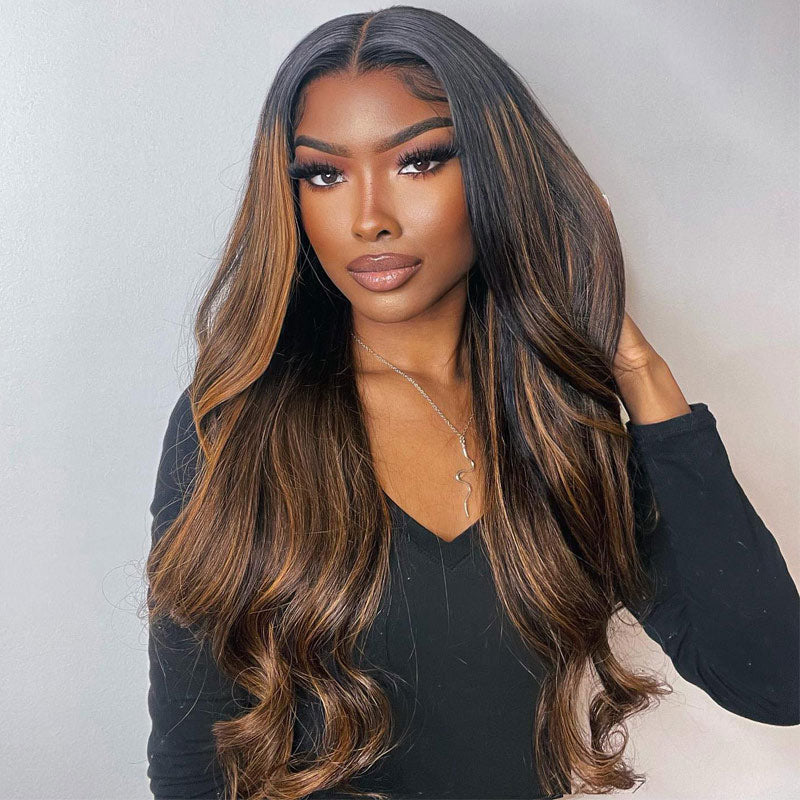 Body Wave T1B/30 Blonde Highlights Wig 13x6/13x4/5x5 HD Transparent Lace Frontal Real Human Hair Wig Pre Plucke