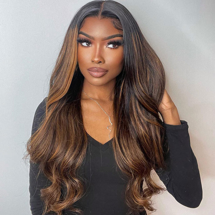 Body Wave T1B/30 Blonde Highlights Wig 13x6/13x4/5x5 HD Transparent Lace Frontal Real Human Hair Wig Pre Plucke