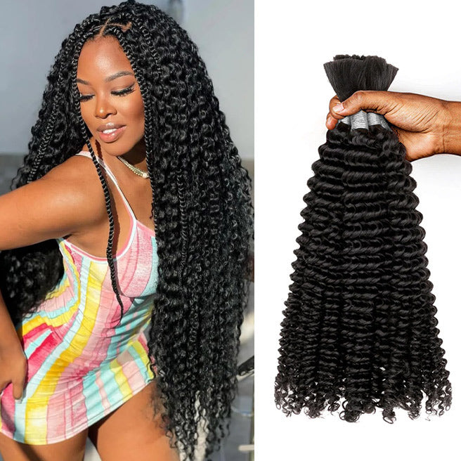 Kinky Curly Human Hair Braiding Hair Full Bulk Human Hair For Braiding Wet Wavy  No Weft Micro Braiding Hair Human Hair Extensions