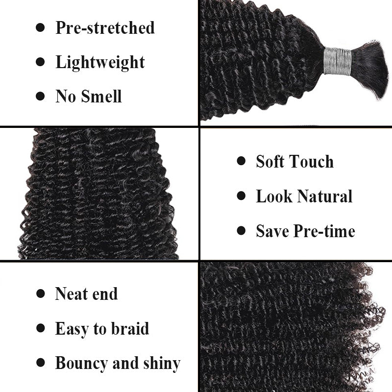 Kinky Curly Human Hair Braiding Hair Full Bulk Human Hair For Braiding Wet Wavy  No Weft Micro Braiding Hair Human Hair Extensions
