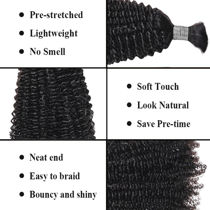 Kinky Curly Human Hair Braiding Hair Full Bulk Human Hair For Braiding Wet Wavy  No Weft Micro Braiding Hair Human Hair Extensions