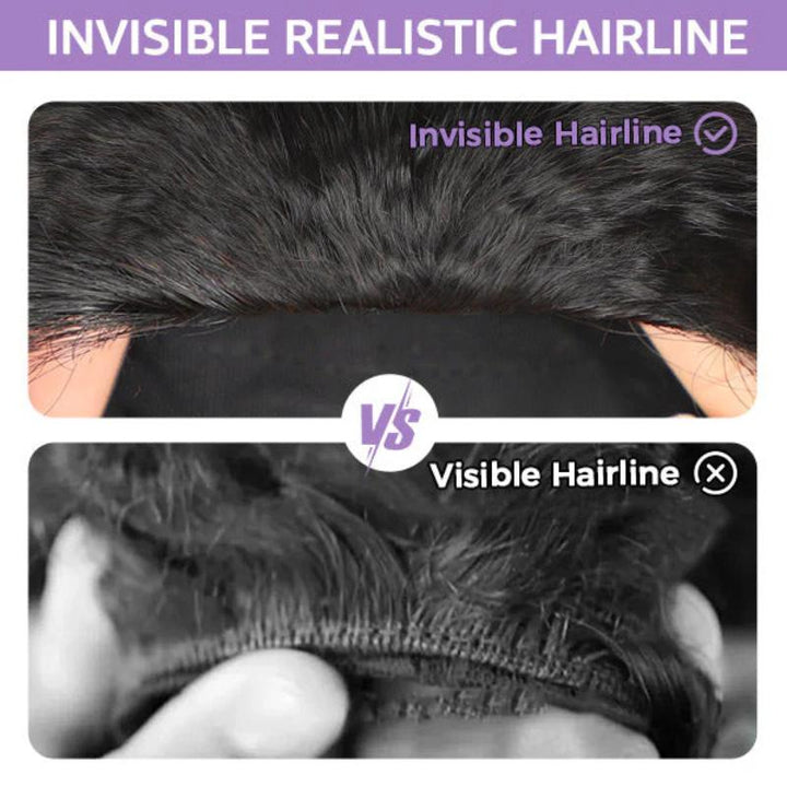Burmese Curly 3-in-1 Flip Over Glueless Half Wig with Drawstring & 2 Packs Crochet Feather Human Hair Extensions-RhisoHair 