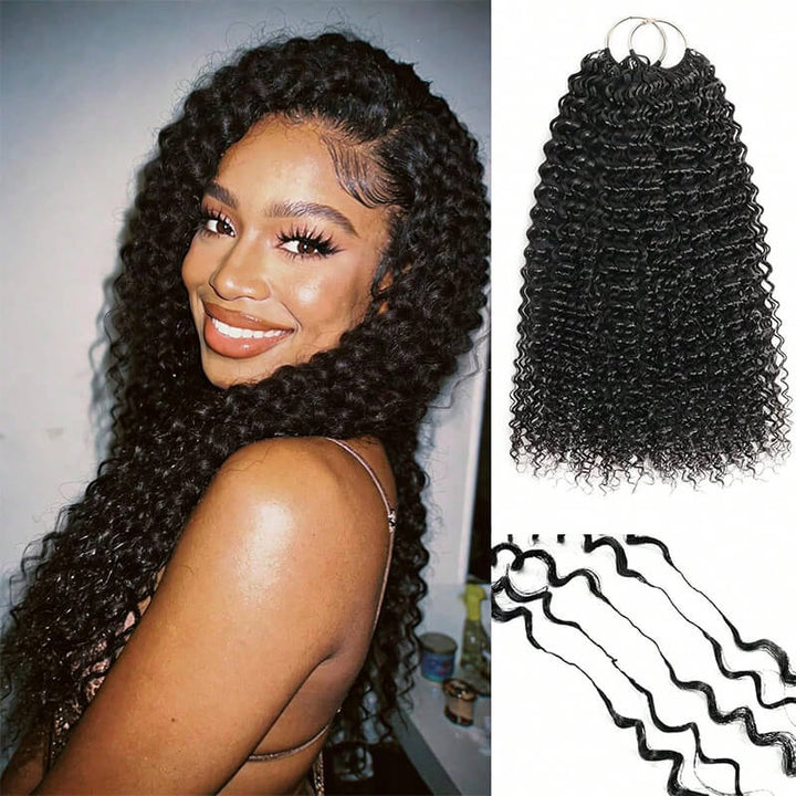 24H Fast Shipping|Jerry Curly Crochet Feather Human Hair Extensions