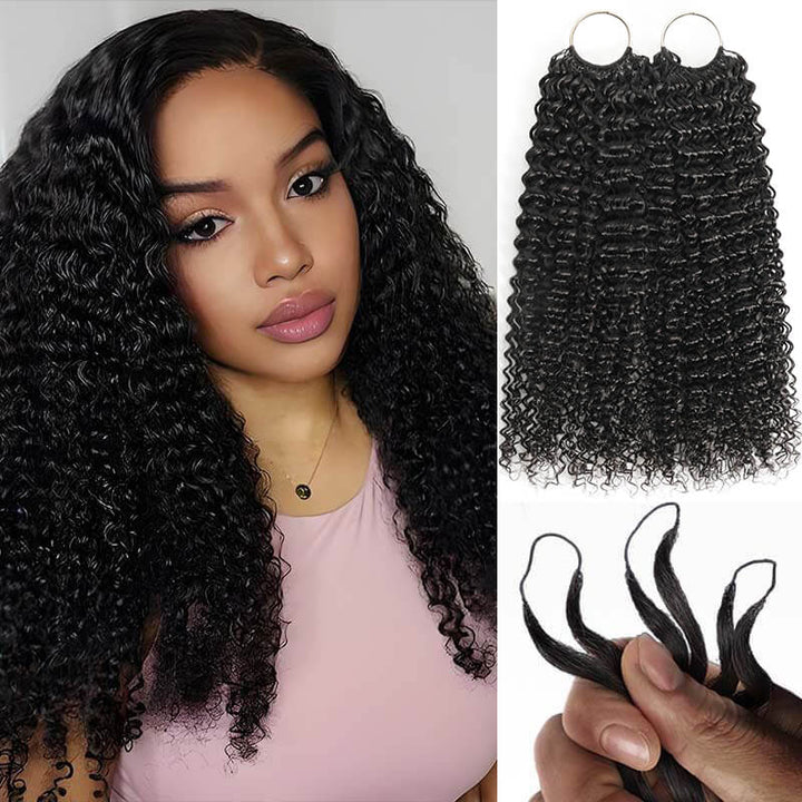24H Fast Shipping|Jerry Curly Crochet Feather Human Hair Extensions