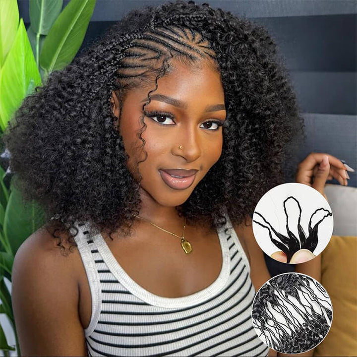 24H Fast Shipping|Jerry Curly Crochet Feather Human Hair Extensions