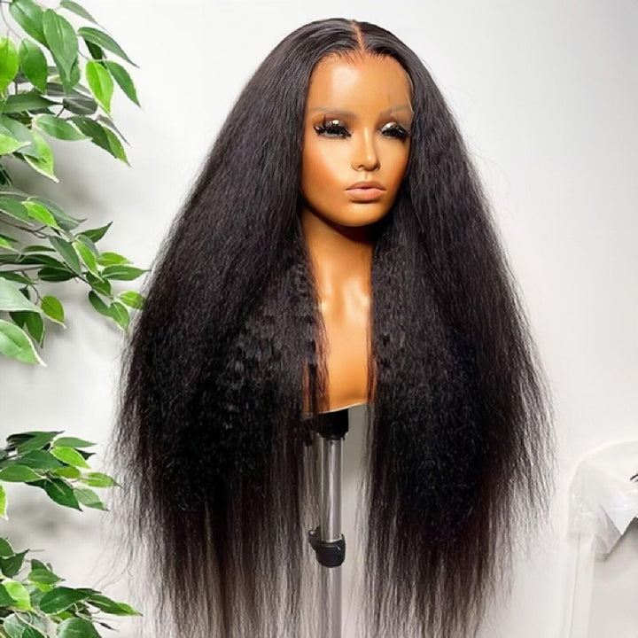 Kinky Straight Human Hair Lace Front Wigs for Black Women-rhiaohair