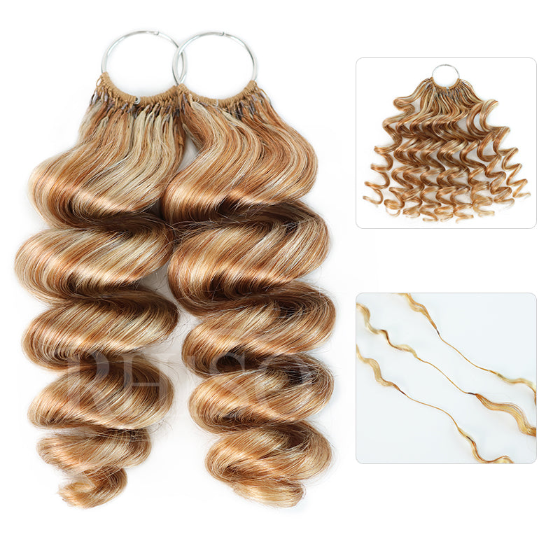 Mix Blonde P27/613 Highlight Color Loose Wave Crochet Human Hair Miracle Konts Feather Human Hair Extension