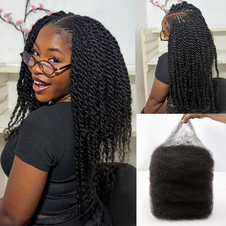 Natural Black Afro kinky Bulk Hair Extensions For Braiding Dreadlock Human Hair—RhisoHair