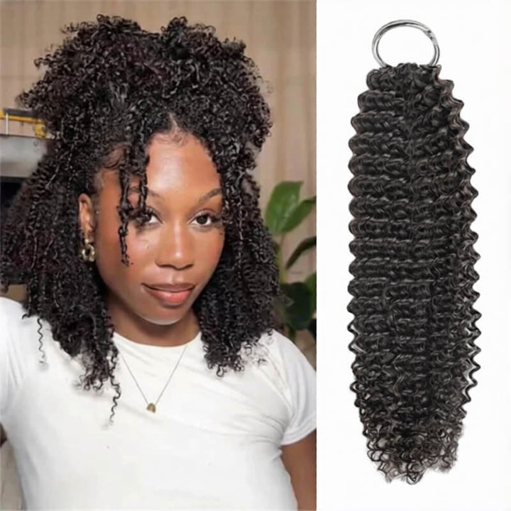 RhisoHair Natural Black Afro Kinky Curly Feather Crochet Braid Human Hair Extensions for Boho Styles