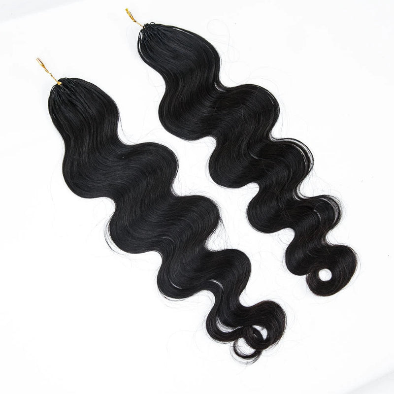 RhisoHair 3Packs Natural Black With 2Packs #30 Copper Brown Body Wave Highlight Crochet Hair Machine Made Feather Human Hair Extension
