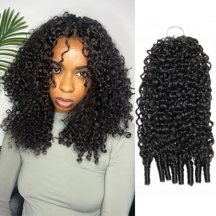 RhisoHair Natural Black Burmese Curly Crochet Hair Machine Made Feather Human Hair Extension