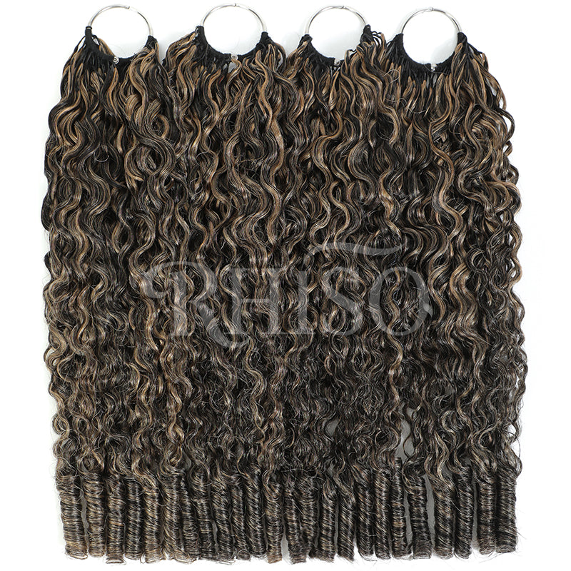 Pre-Separated Miracle Konts Burmese Curly Crochet Human Hair P1B/27 Highlight Color Feather Human Hair Extension
