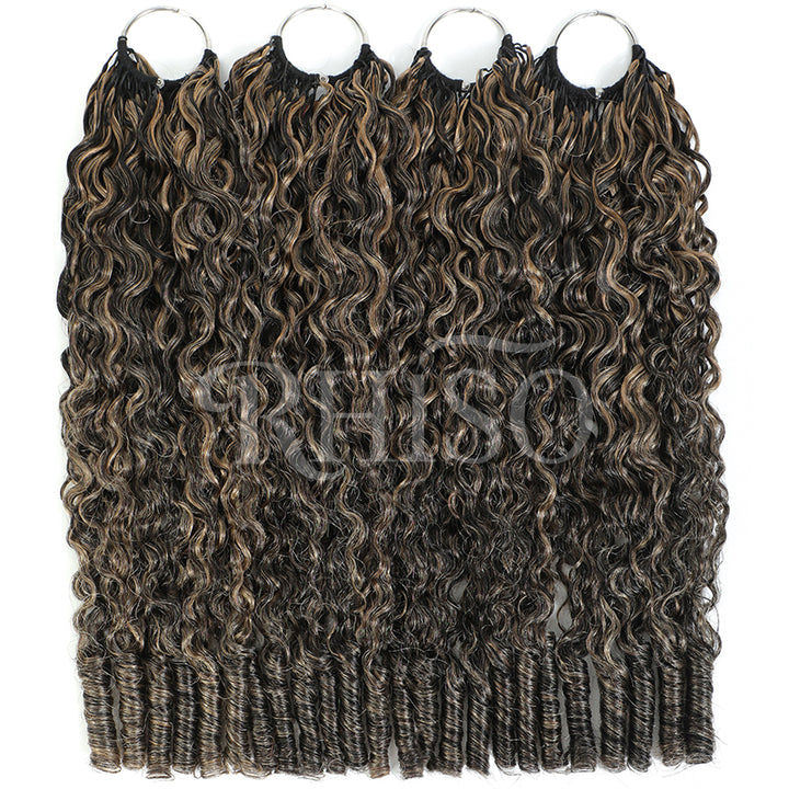 Pre-Separated Miracle Konts Burmese Curly Crochet Human Hair P1B/27 Highlight Color Feather Human Hair Extension
