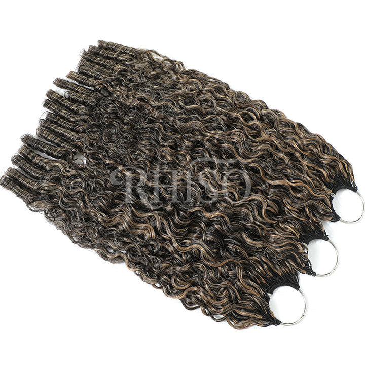 Pre-Separated Miracle Konts Burmese Curly Crochet Human Hair P1B/27 Highlight Color Feather Human Hair Extension