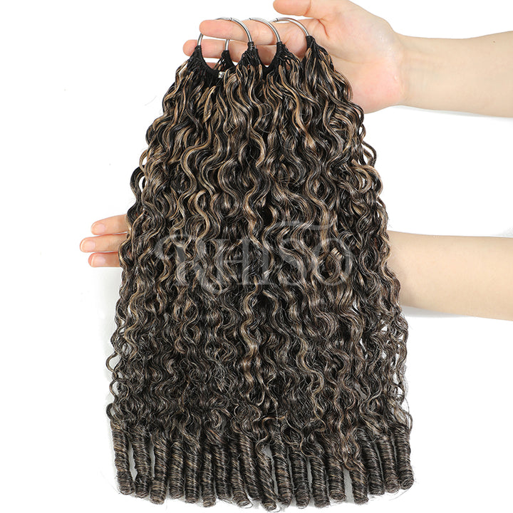 Pre-Separated Miracle Konts Burmese Curly Crochet Human Hair P1B/27 Highlight Color Feather Human Hair Extension