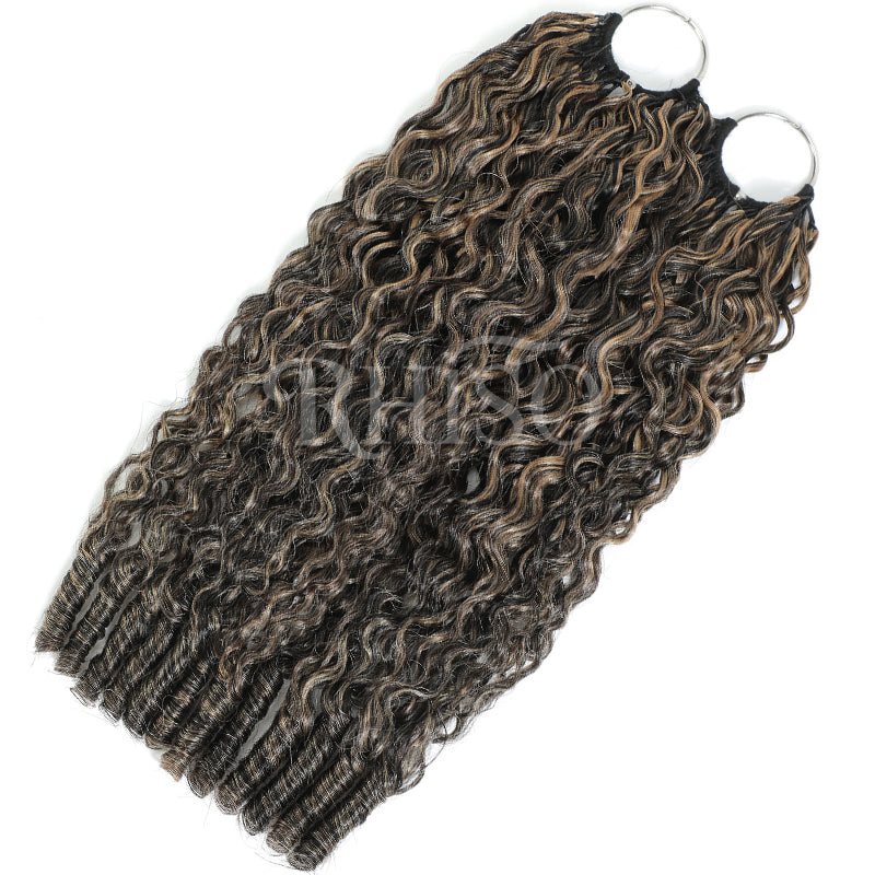 Pre-Separated Miracle Konts Burmese Curly Crochet Human Hair P1B/27 Highlight Color Feather Human Hair Extension
