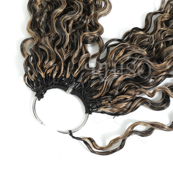 Pre-Separated Miracle Konts Burmese Curly Crochet Human Hair P1B/27 Highlight Color Feather Human Hair Extension