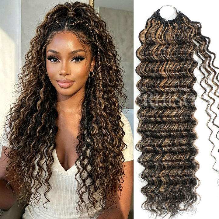 P1B/27 Highlight Color Deep Wave Crochet Human Hair Pre-Separated Miracle Konts Feather Human Hair Extension