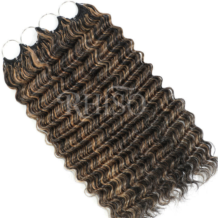 P1B/27 Highlight Color Deep Wave Crochet Human Hair Pre-Separated Miracle Konts Feather Human Hair Extension