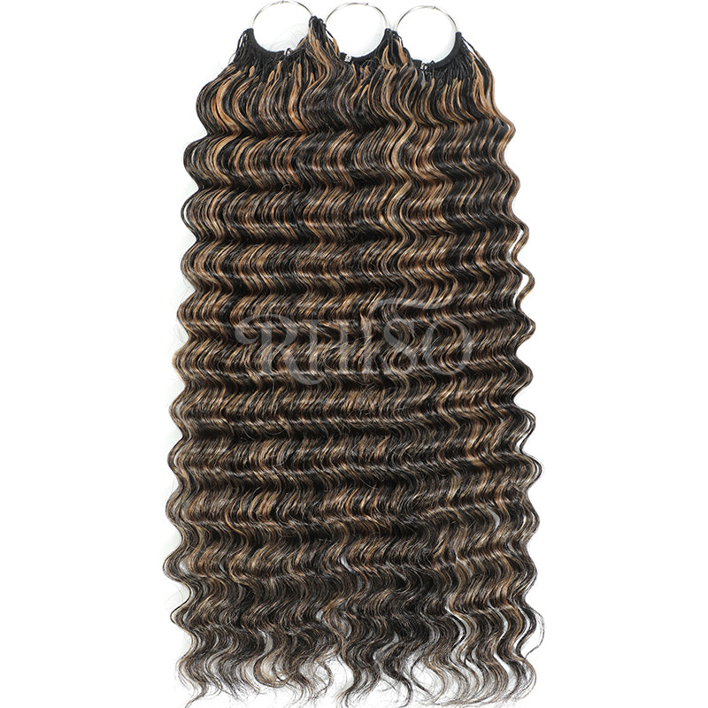 P1B/27 Highlight Color Deep Wave Crochet Human Hair Pre-Separated Miracle Konts Feather Human Hair Extension
