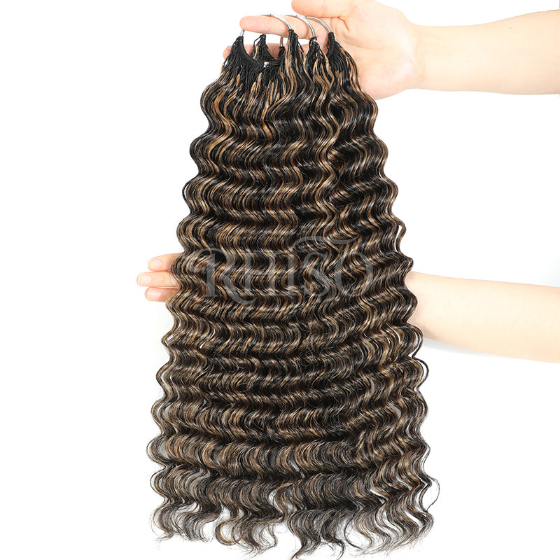 P1B/27 Highlight Color Deep Wave Crochet Human Hair Pre-Separated Miracle Konts Feather Human Hair Extension