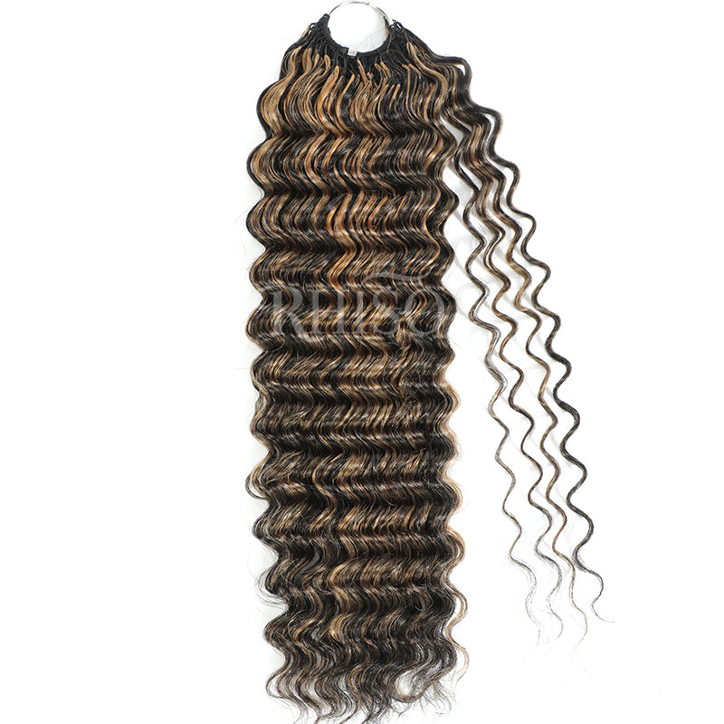 P1B/27 Highlight Color Deep Wave Crochet Human Hair Pre-Separated Miracle Konts Feather Human Hair Extension