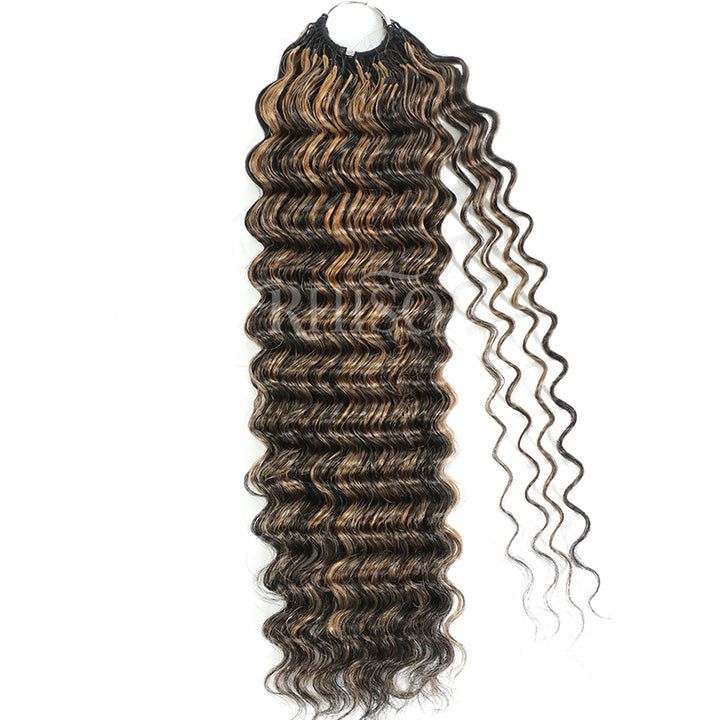 P1B/27 Highlight Color Deep Wave Crochet Human Hair Pre-Separated Miracle Konts Feather Human Hair Extension