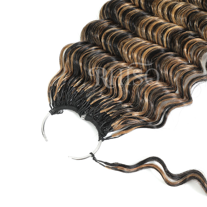 P1B/27 Highlight Color Deep Wave Crochet Human Hair Pre-Separated Miracle Konts Feather Human Hair Extension