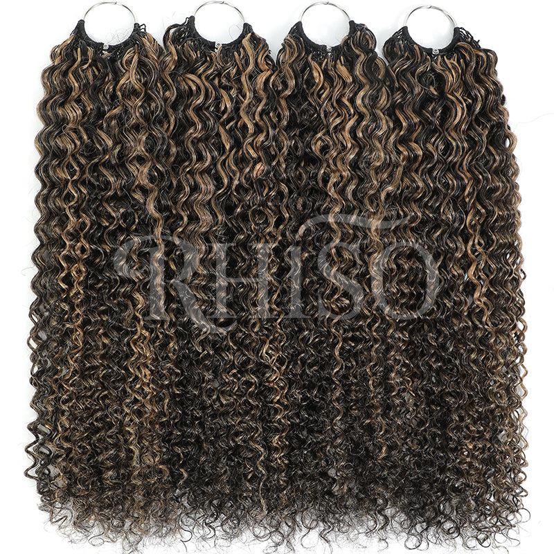 P1B/27 Highlight Color Pre-Separated Jerry Curly Crochet Human Hair Miracle Konts Feather Human Hair Extension