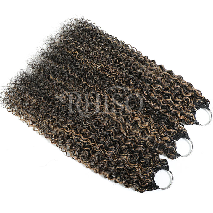 P1B/27 Highlight Color Pre-Separated Jerry Curly Crochet Human Hair Miracle Konts Feather Human Hair Extension