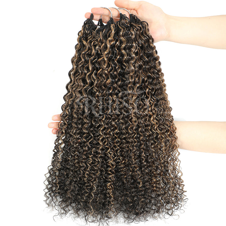 P1B/27 Highlight Color Pre-Separated Jerry Curly Crochet Human Hair Miracle Konts Feather Human Hair Extension
