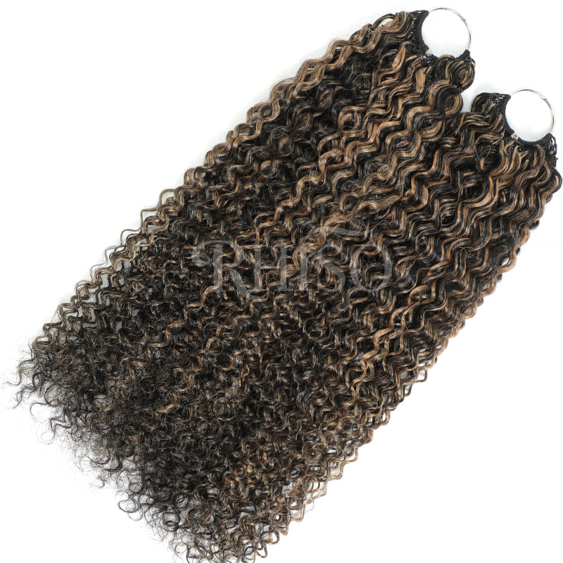 P1B/27 Highlight Color Pre-Separated Jerry Curly Crochet Human Hair Miracle Konts Feather Human Hair Extension