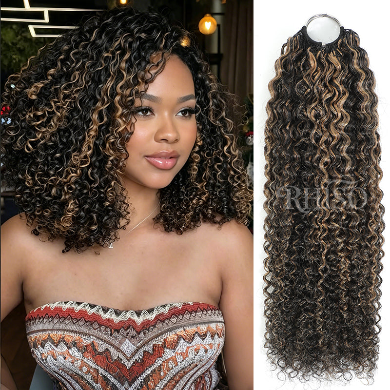 P1B/27 Highlight Color Pre-Separated Jerry Curly Crochet Human Hair Miracle Konts Feather Human Hair Extension