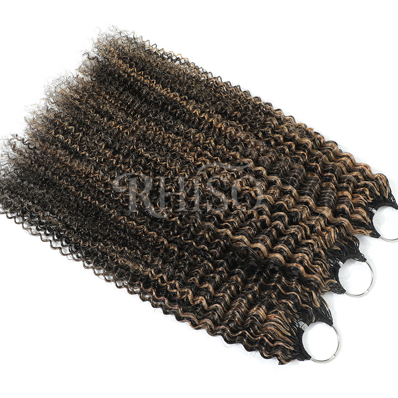 Miracle Konts Kinky Curly Crochet Human Hair P1B/27 Highlight Color Feather Human Hair Extension For Black Woman