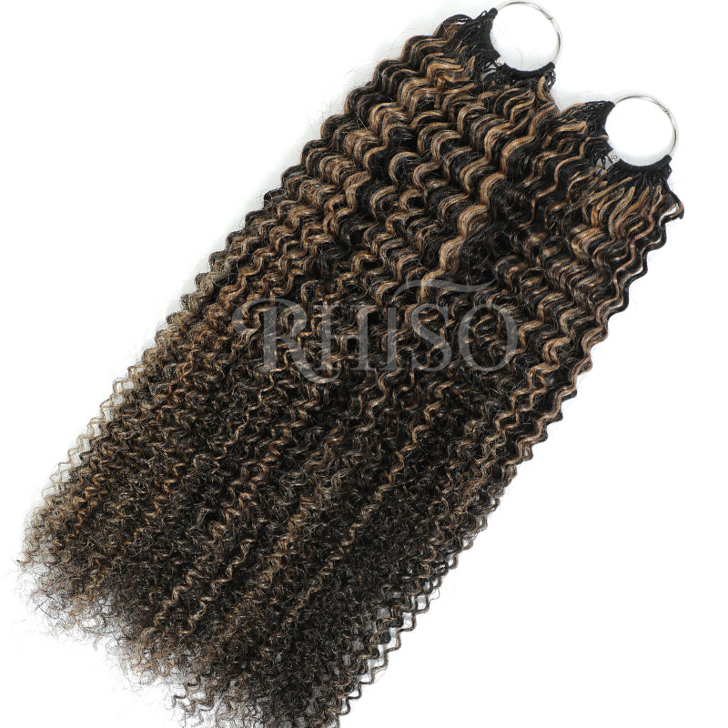 Miracle Konts Kinky Curly Crochet Human Hair P1B/27 Highlight Color Feather Human Hair Extension For Black Woman