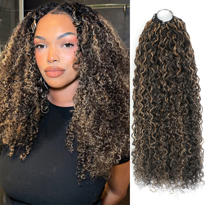 P1B/27 Highlight Color Pixie Curly Crochet Human Hair Miracle Konts Feather Human Hair Extension For Black Woman