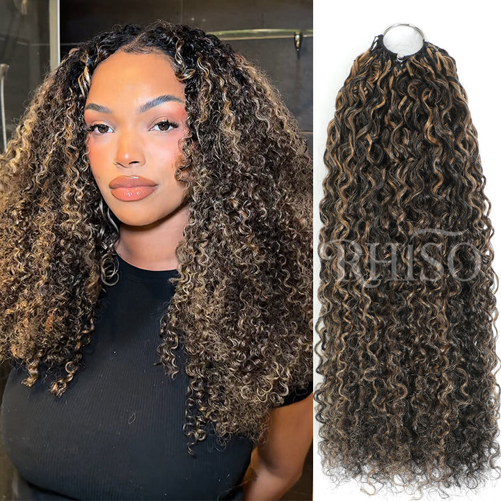 P1B/27 Highlight Color Pixie Curly Crochet Human Hair Miracle Konts Feather Human Hair Extension For Black Woman