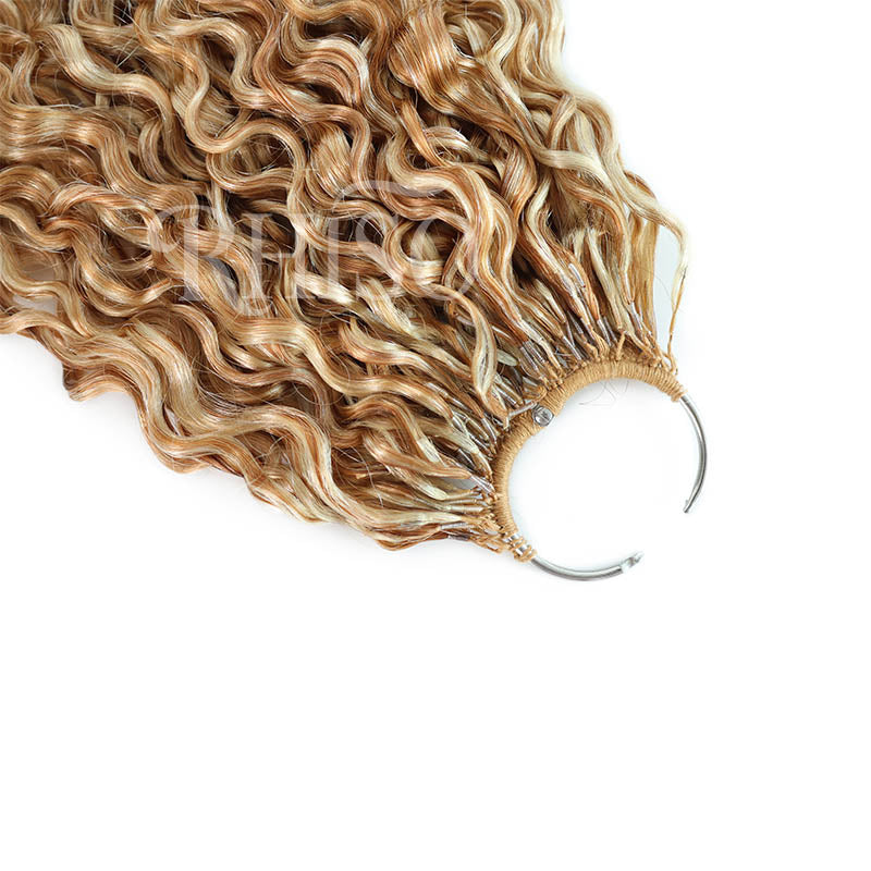 Mix Blonde P27/613 Highlight Color Burmese Curly Crochet Human Hair Pre-Separated Miracle Konts Feather Human Hair Extension
