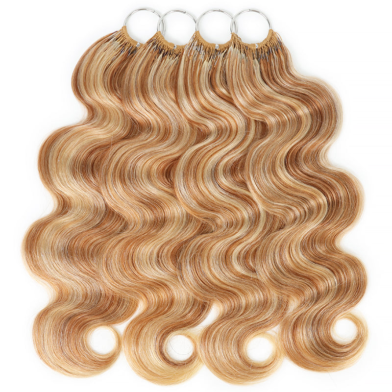 P27/613 Mix Blonde Highlight Body Wave Crochet Human Hair Miracle Konts Feather Human Hair Extension