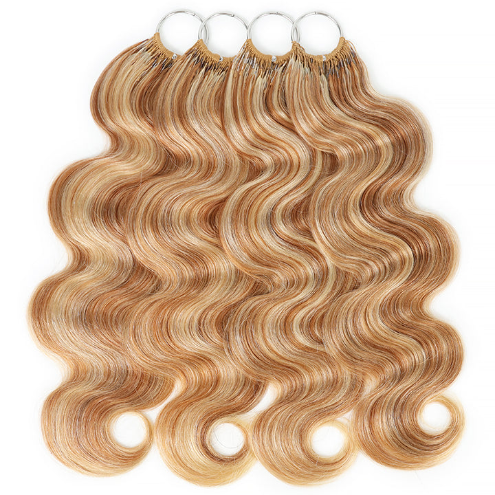 P27/613 Mix Blonde Highlight Body Wave Crochet Human Hair Miracle Konts Feather Human Hair Extension