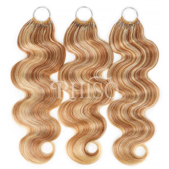 P27/613 Mix Blonde Highlight Body Wave Crochet Human Hair Miracle Konts Feather Human Hair Extension
