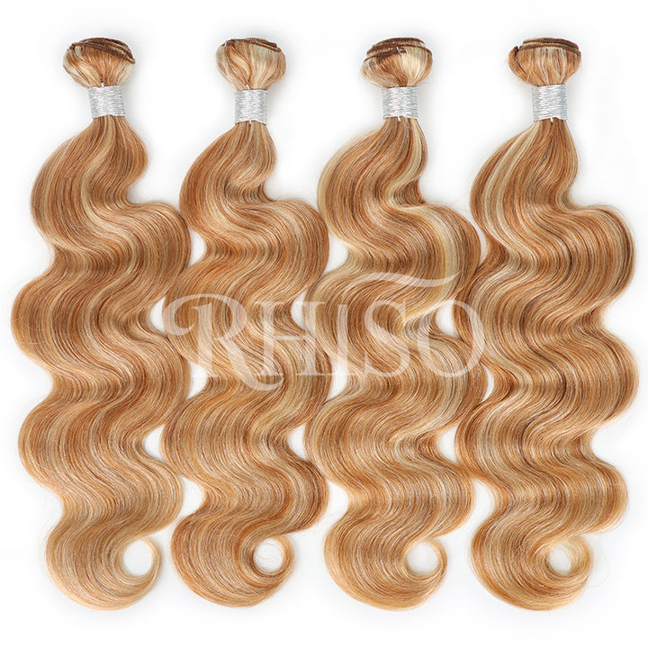 RHISO P27/613 Blonde Highlight Body Wave Human Hair Bundles 100% Brazilian Virgin Remy Hair Extensions