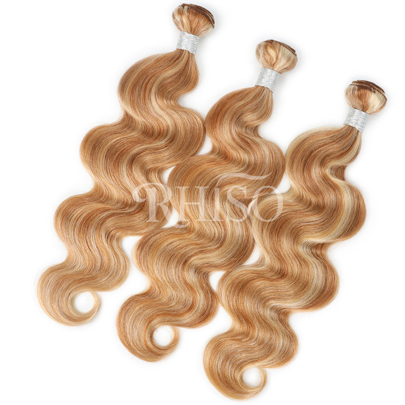 RHISO P27/613 Blonde Highlight Body Wave Human Hair Bundles 100% Brazilian Virgin Remy Hair Extensions