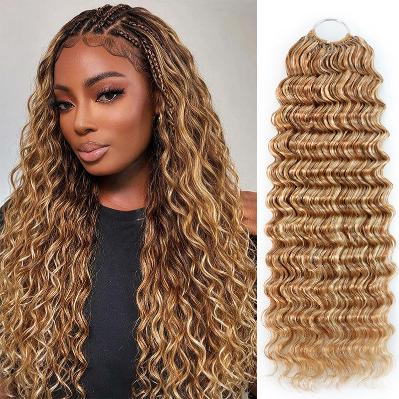 Mix Blonde P27/613 Highlight Color Deep Wave Crochet Human Hair Pre-Separated Miracle Konts Feather Human Hair Extension