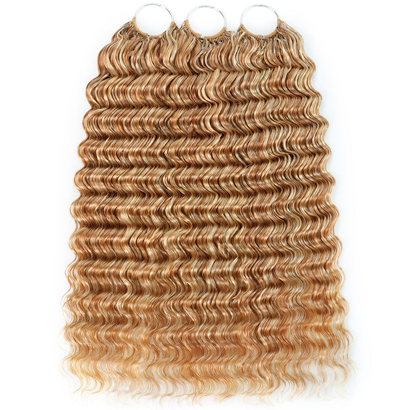 Mix Blonde P27/613 Highlight Color Deep Wave Crochet Human Hair Pre-Separated Miracle Konts Feather Human Hair Extension