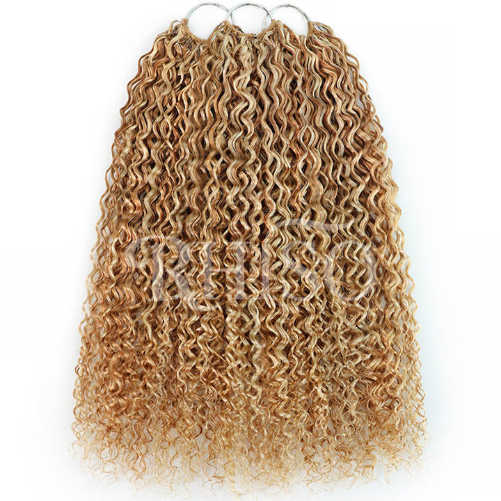 Mix Blonde P27/613 Highlight Color Jerry Curly Crochet Human Hair Pre-Separated Miracle Konts Feather Human Hair Extension