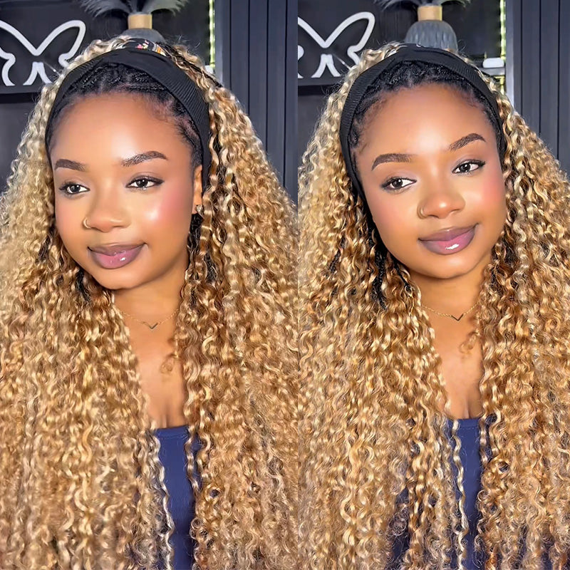 P27/613 Mix Blonde Highlight Burmese Curly Crochet Human Hair Miracle Konts Feather Human Hair Extension